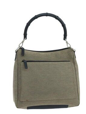 GUCCI Bamboo Hand Bag Outlet Canvas Beige 35692 Auth ep6849